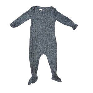 NWT Maniere Child Marled Blue Ribbed Footed Onesie Infant Baby Boy 6 Months